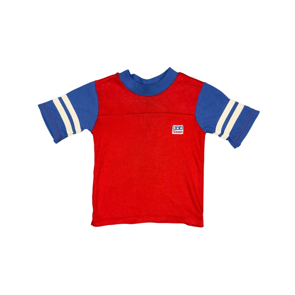Vtg 80s Garan Actionwear Kids Jersey T-Shirt Size 3T Red Blue Stripe Made in USA